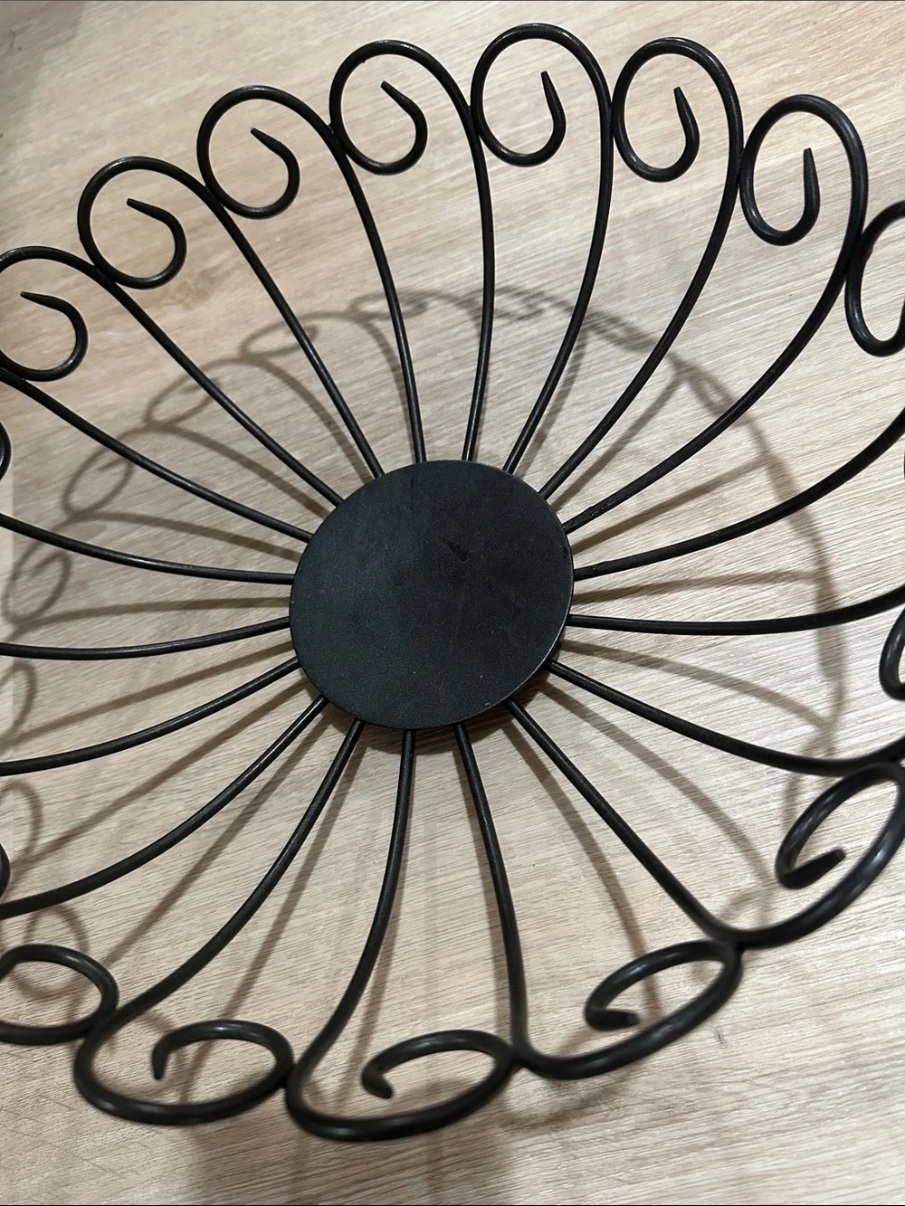 Black Metal Fruit Bowl metal iron sturdy design foot large 12” diameter